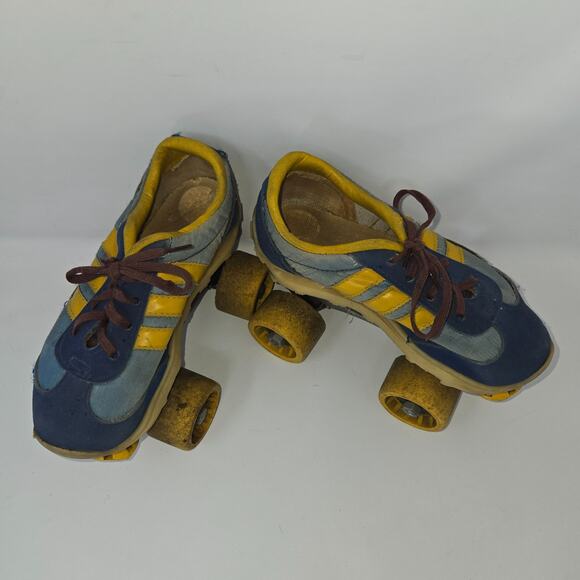 Vintage Nash Cruisers Roller Skates Youth Size 13-1 Blue Yellow Complete - Picture 2 of 16